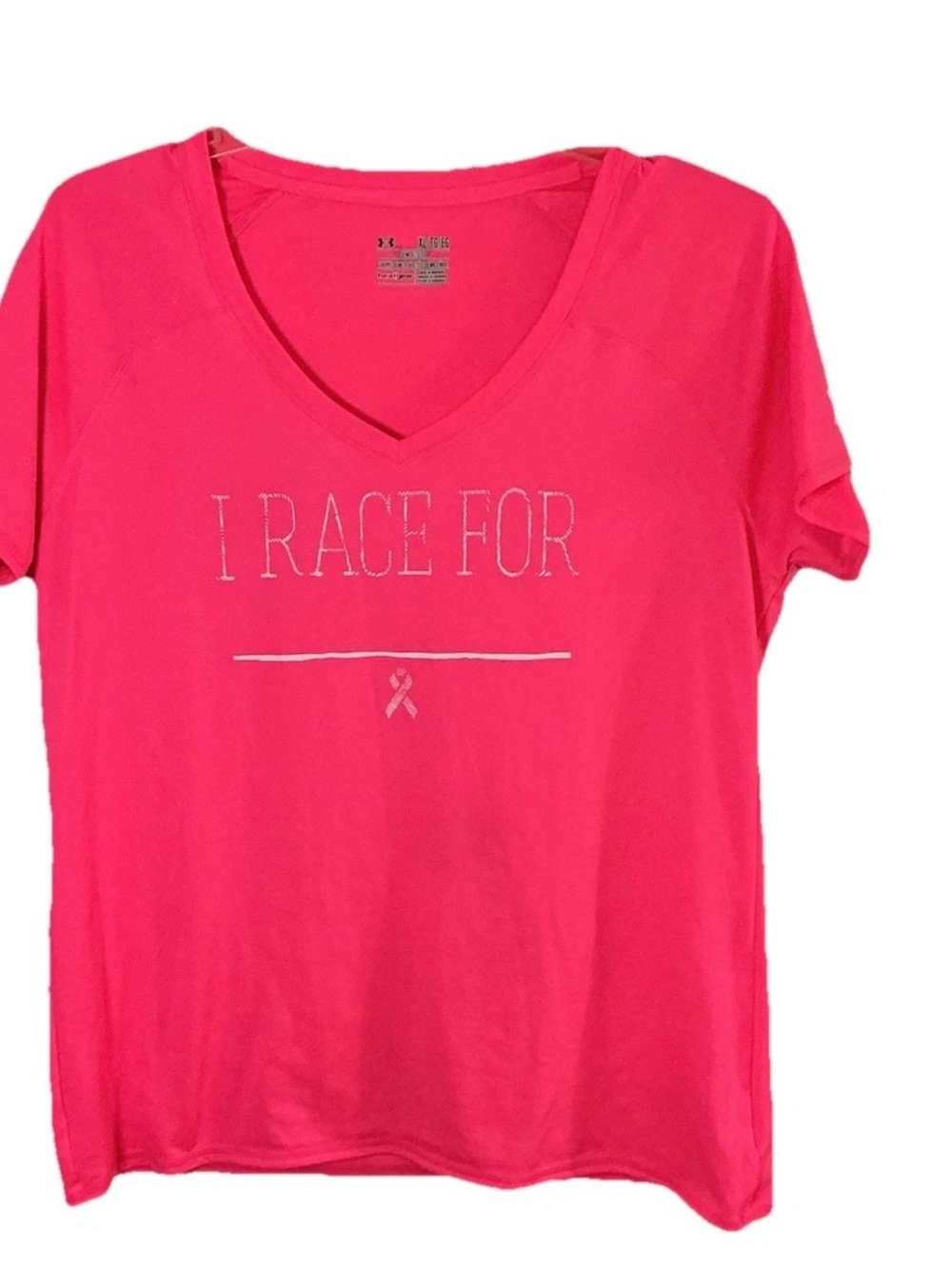 Women’s V-Neck 'I Race For' Pink Support Tee